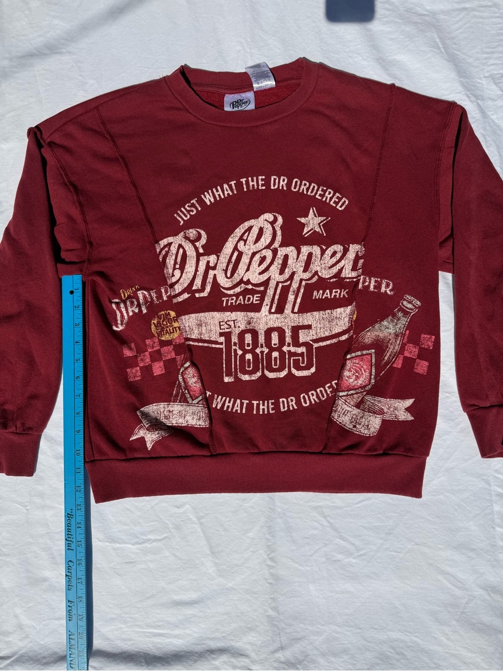 Dr Pepper Women's Graphic Crewneck Sweatshirt Small Maroon Burgundy Logo